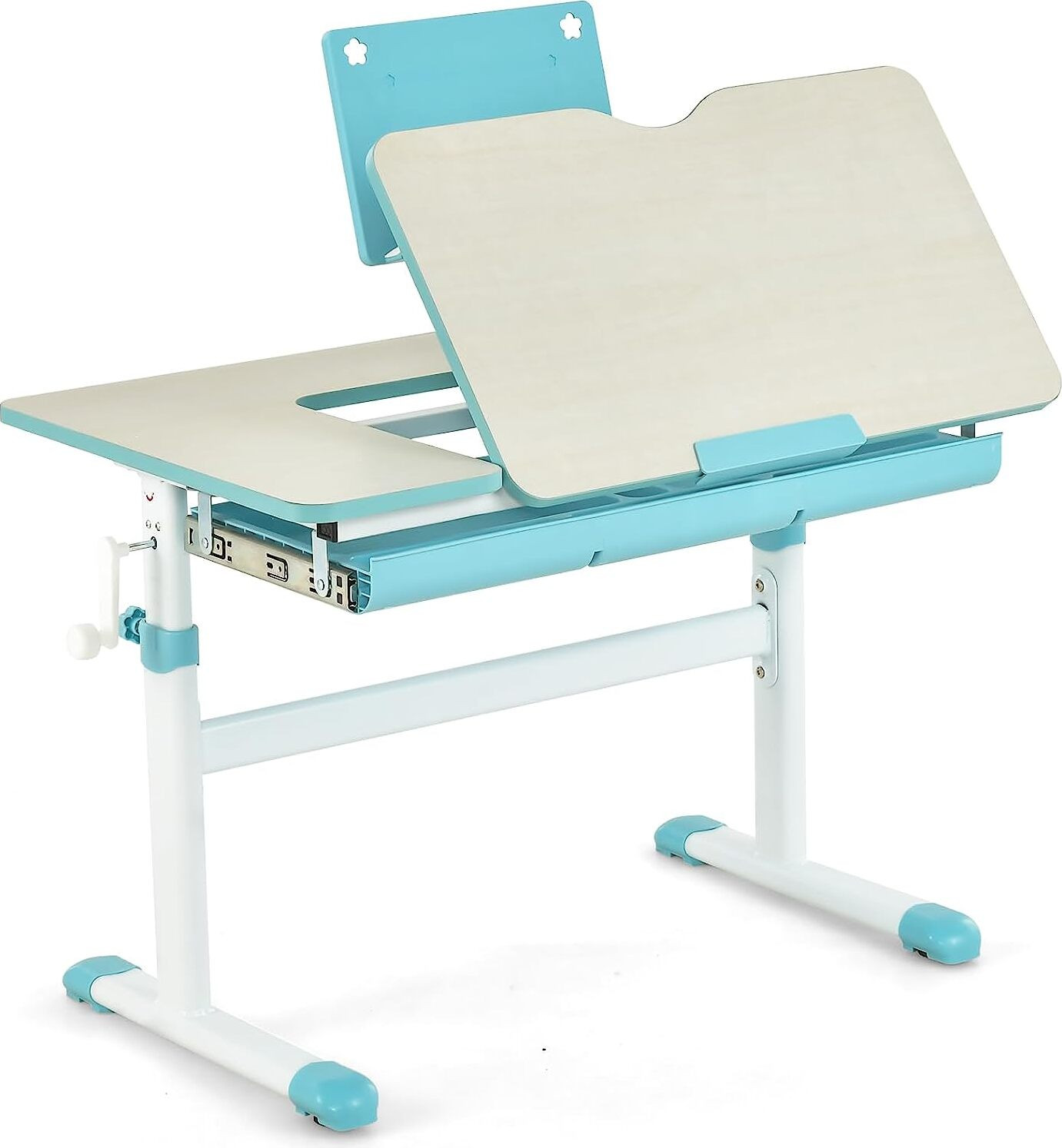 Costway Kinderbureau met Kantelbaar Tafelblad en Hoogteverstelling, Blauw