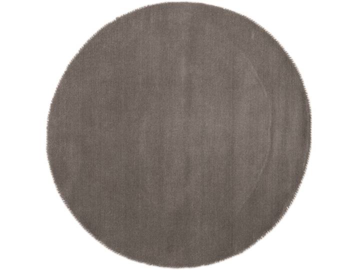 Wollteppich CARPETFINE Gabbeh Lola Uni , grau, H:14mm Ø:120cm, Wolle, Teppiche, Wollteppich, mit natürlichem Pflanzenmaterial von Hand gewebt, auch in Rund