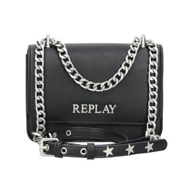 Umhängetasche REPLAY "Replay Taschen Lederimitat", Damen, Gr. onesize, schwarz, Lederimitat, Taschen Umhängetasche