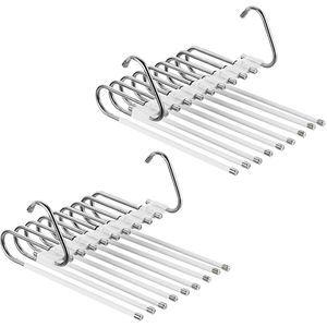 Relaxdays Hosenbügel 1005198949, aus Edelstahl, Mehrfachbügel mit rutschfestem Bezug, weiß, 33cm, 2 Stück