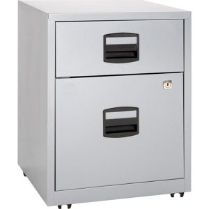 Bisley-Home Rollcontainer PFA, aus Metall, lichtgrau, mit 1 Schublade und Hängeregistratur, abschließbar