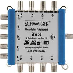 Schwaiger SEW58 531 SAT Multischalter Eingänge (Multischalter): 5 (4 SAT/1 terrestrisch) Teilnehmer-Anzahl: 8 StandBy-Funktion