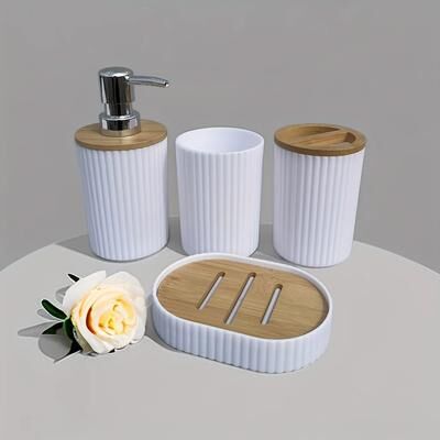 Lush Living Finds Toothbrush Holder, Plastic Bathroom Accessories, Soap Dish, Soap Dispenser, Mouthwash Cup white Round