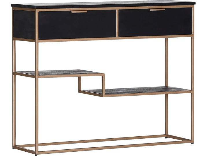 Konsole GUTMANN FACTORY Porto , schwarz (schwarz, gold), B:100cm H:80cm T:33cm, Sideboards, Telefontisch Konsolentisch