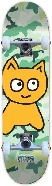Meow Skateboards Kids Skateboard Meow Big Cat Soft Top (7.25" - Camo Green)  - Green;Yellow - Size: 7.25"