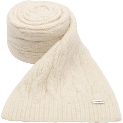 Strickschal CHILLOUTS "Giralda Scarf", Damen, beige (cream), Feinstrick, Materialmix, unifarben, Modetücher, mit eleganter Struktur & angenehmer Länge