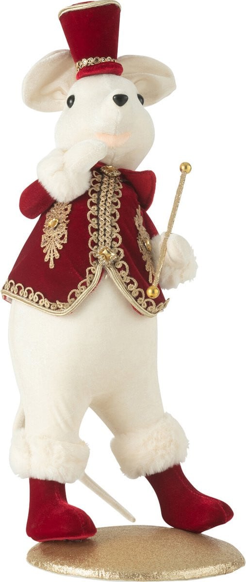 J-Line Majorette Muis Figuur Staand - Rood/Goud