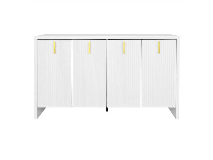 SIDEBOARD weiß & gold 140 cm mit Riffel-Optik & verstellbaren Böden