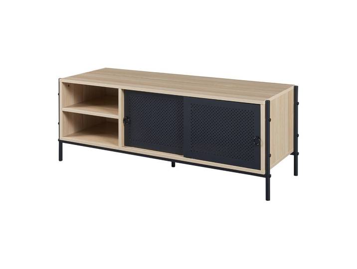 [en.casa] Tv-Element Tysnes, Eichefarben, Schwarz, Metall, Rechteckig,Rechteckig, 120x45x40 cm, Wohnzimmer, TV Möbel, Lowboards, Lowboards stehend