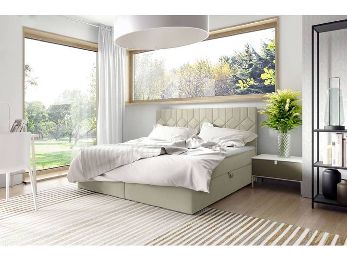 Lucia Boxspringbett 140x200 cm Strukturstoff INARI Beige