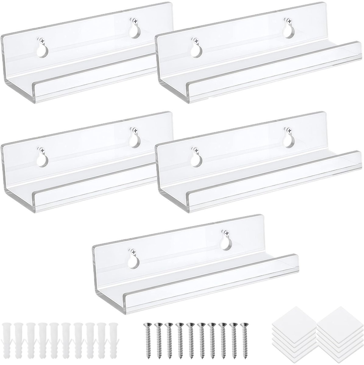 Dailygoods Set van 5 minimalistische zwevende wandplanken van acryl voor vinylplaten