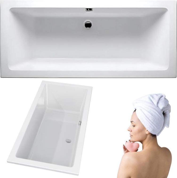 Aqua For You | Badewanne - Lusso - 200x90 cm - Weiß - Antibakteriell Beschichtung- Stabil - Wärmeisolierend - Acryl