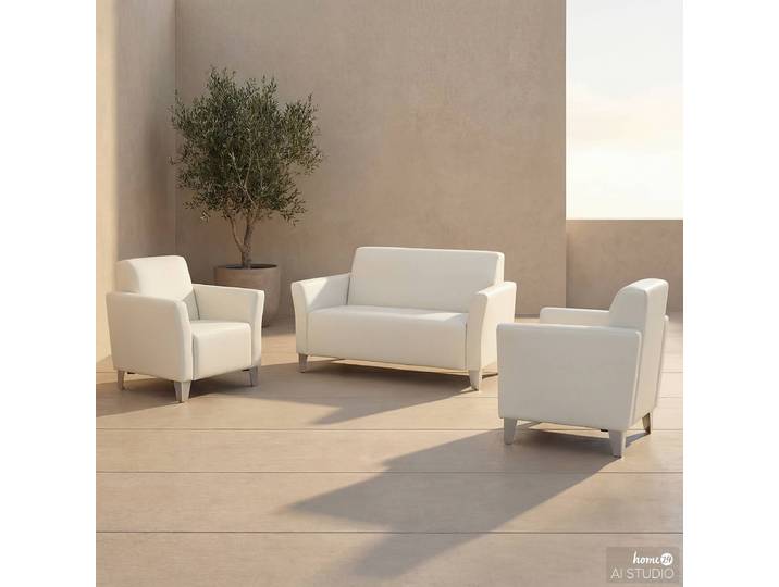 Outdoor-Sitzgruppe Kophu 3-teilig 164 x 74 x 83cm Weiß/Creme