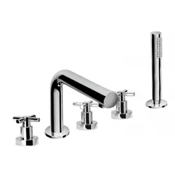 Herzbach LIVING stilo fünfloch Wanne mit auslauf chrom, 14.952450.1.01 14.952450.1.01