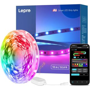 Lepro LED-Streifen S1 Smart KI, dimmbar, weiß + RGB, für innen, 230 V, selbstklebend, App-fähig, 10 m