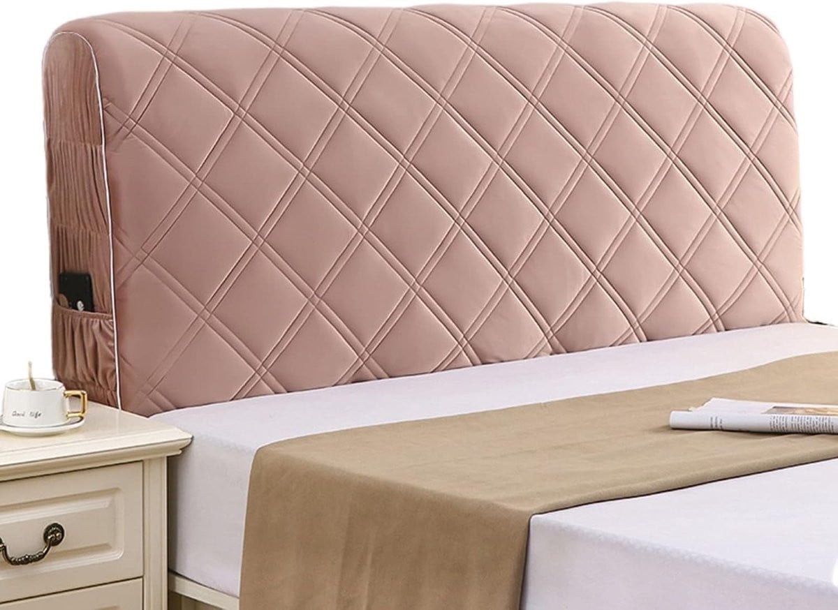 Hoofdbordhoes Stretch Bed Decoratie Roze - Breedte: 120 cm