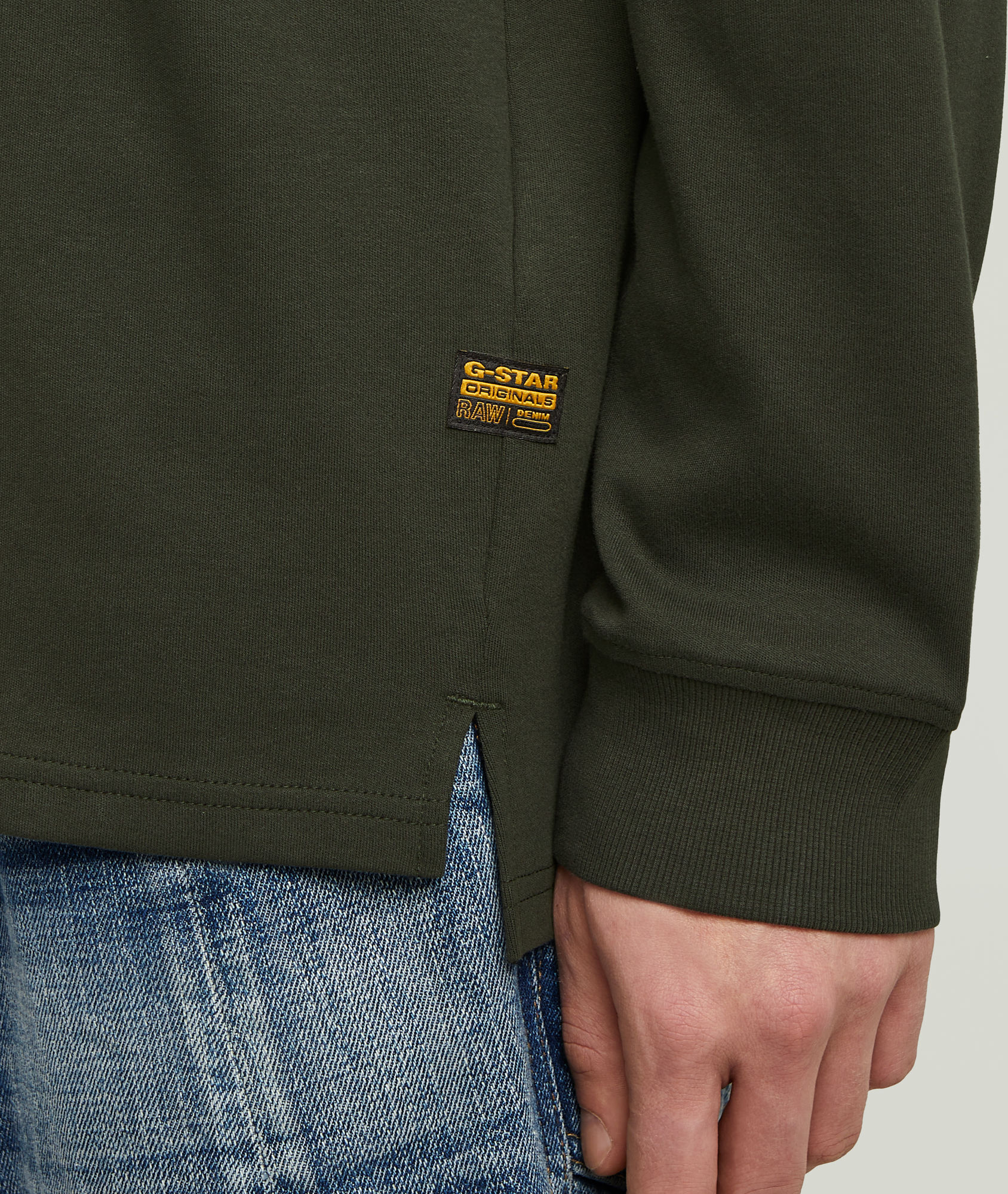Longsleeve G-STAR "Nifous R", Herren, Gr. L, asfalt, Jersey, Obermaterial: 100% Baumwolle, unifarben, regular fit, Rundhals, Rippbündchen, Shirts Longsleeve, mit geripptem Einsatz vorne
