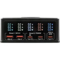 EXSYS EX-1106 - Multiport High Power Charger mit QI 15W und USB-C PD mit max. 16
