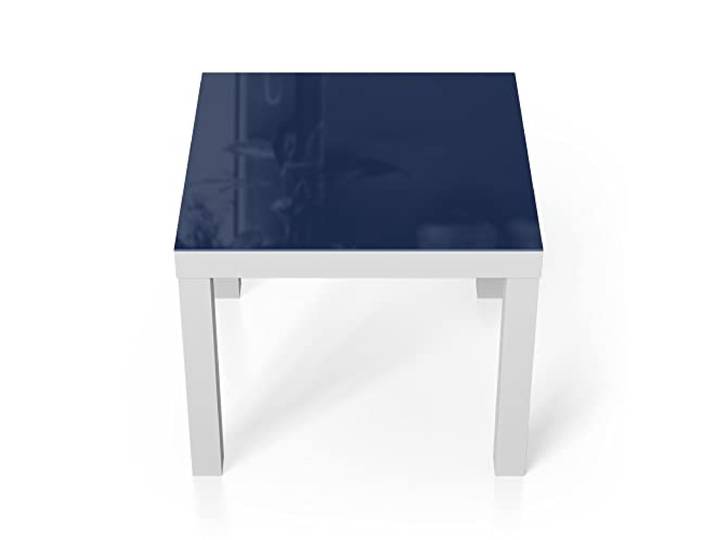 DEQORI Glastisch weiß klein 55x55 cm Unifarben - Dunkelblau ausgefallener Beistelltisch aus Glas Hochglanz Couchtisch fürs Wohnzimmer moderner Couch Tisch mit Design