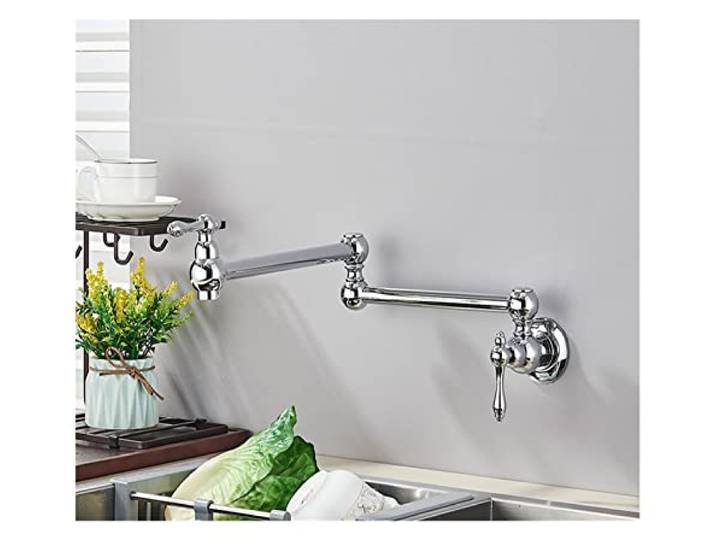 Küchenarmatur, Messing-Küchenarmatur, gebürstetes Gold, Sing Cold, Küchenspüle, Wasserhahn, Einhebelmischer, 360-Grad-Drehung, Wandmontage(Chrome A)