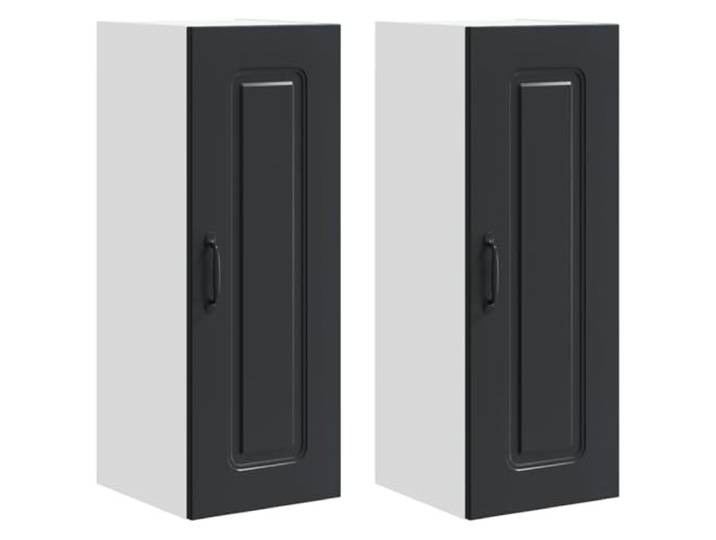 HKTMGDNG Küchen Wandschrank 2er Set Schwarz Holzwerkstoff 30x31x80 cm Kompakte Hängeschränke bieten viel Platz für Geschirr und Utensilien in Ihrer Küche, ideal für saubere Ordnung.