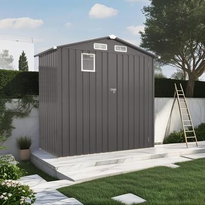Kodotan sofa 6X4 FT Metal Storage Shed,Tool Shed with Pitched Roof Watertight with Positive Window and Lockable Door Compact Metal Tool Shed