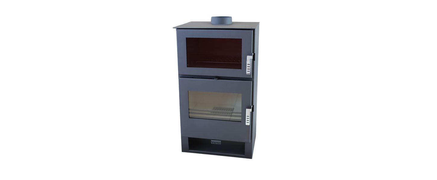 Kochen Kaminofen Holzofen mit Backofen Kamin Verso F 9 kw