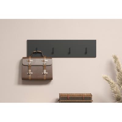 Garderobenleiste HOME AFFAIRE "Estepona", anthrazit, B:80cm H:20cm T:2cm, Holzwerkstoff, Kunststoff, Garderobenhalter, Wandpaneel mit 4 Kleiderhaken – (B/T/H) 80/2/20 cm