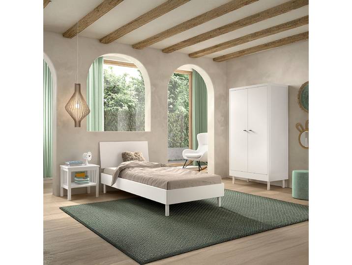 Jugendzimmer 3-tlg Schrank 100cm Weiß/Weiß