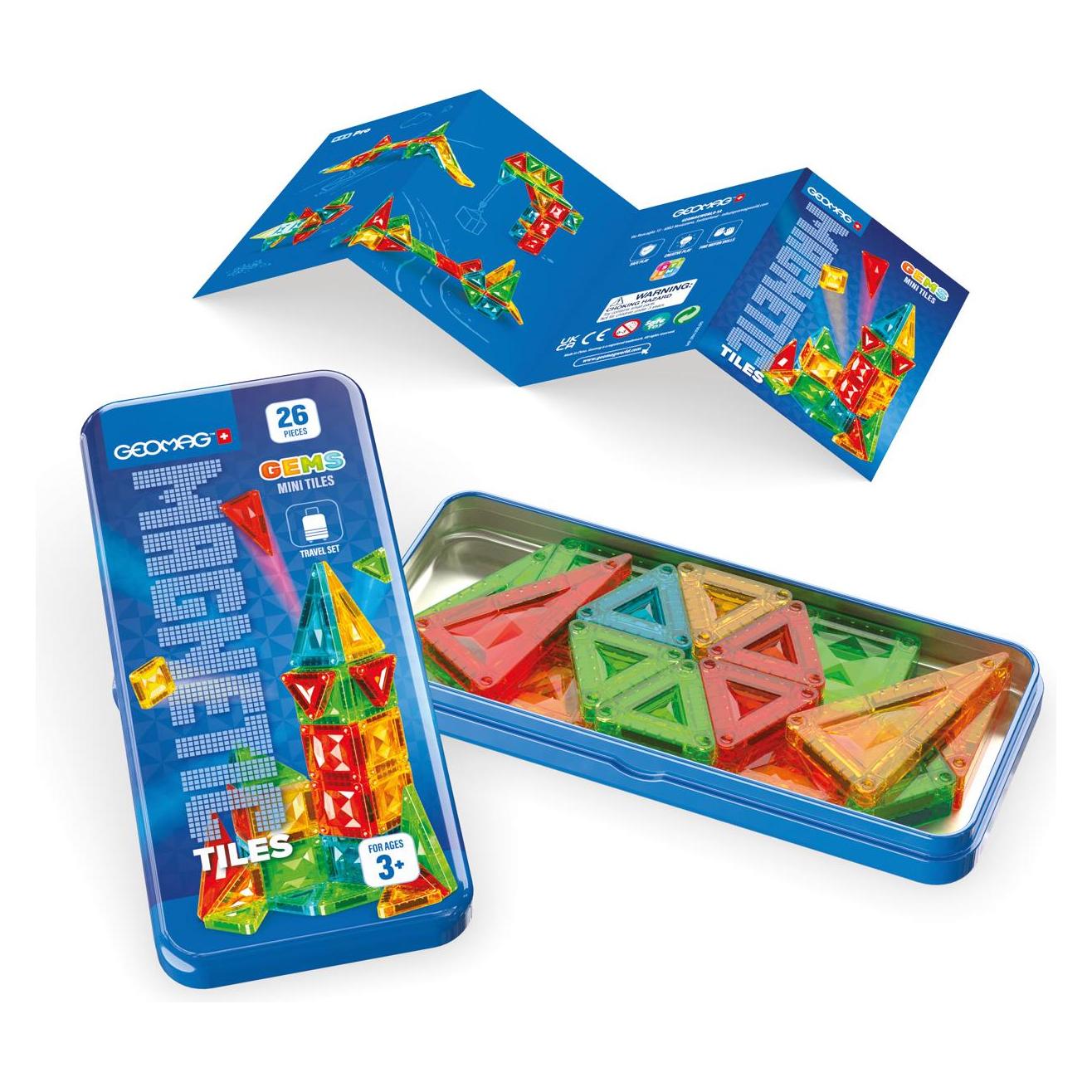 Geomag 4107 Magnetic Tiles Mini Travel set 26, Counter display 8 (54210)