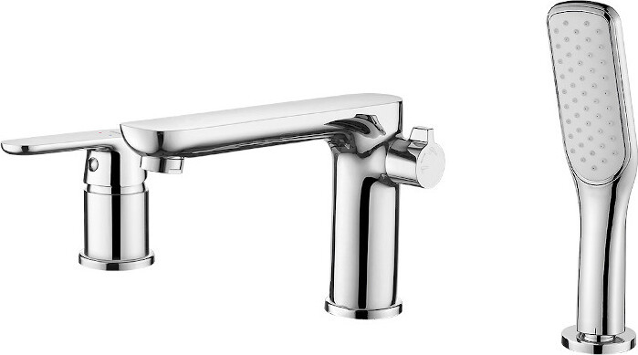 Kuchinox Dima vrijstaande chromen badkraan met thermostaat en doucheset