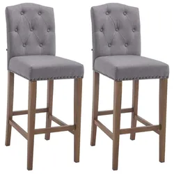 CLP 2er Set Barhocker Louise Stoff antik-hell   Farbe: hellgrau, Gestell Farbe: antik-hell