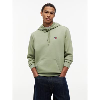 Hoodie TOMMY JEANS "TJM REGULAR BADGE", Herren, Gr. S, grün (spring olive), Sweatware, Obermaterial: 100% Baumwolle, regular fit normal, Rippbündchen, Sweatshirts Hoodie