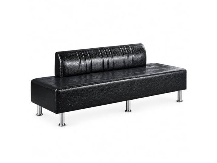 Modernes Wartezimmer-Sofa mit Rückenlehne, Schwarze Kunstleder-Sitzbank Gepolsterte Empfangsbank mit Hoher Belastbarkeit für Büro, Salon, Praxis, Hotel und Geschäft(A,180CM/70.87IN)