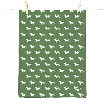Geschirrtuch PAD "DOG", grün, Baumwolle, Geschirrtücher, Geschirrtuch, Charmantes Hundemotiv, weiche Qualität, OEKO-TEX-zertifiziert