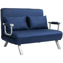 2-SITZER Sofa mit Schlaffunktion, Schlafsofa mit Verstellbarer Rückenlehne, Blau