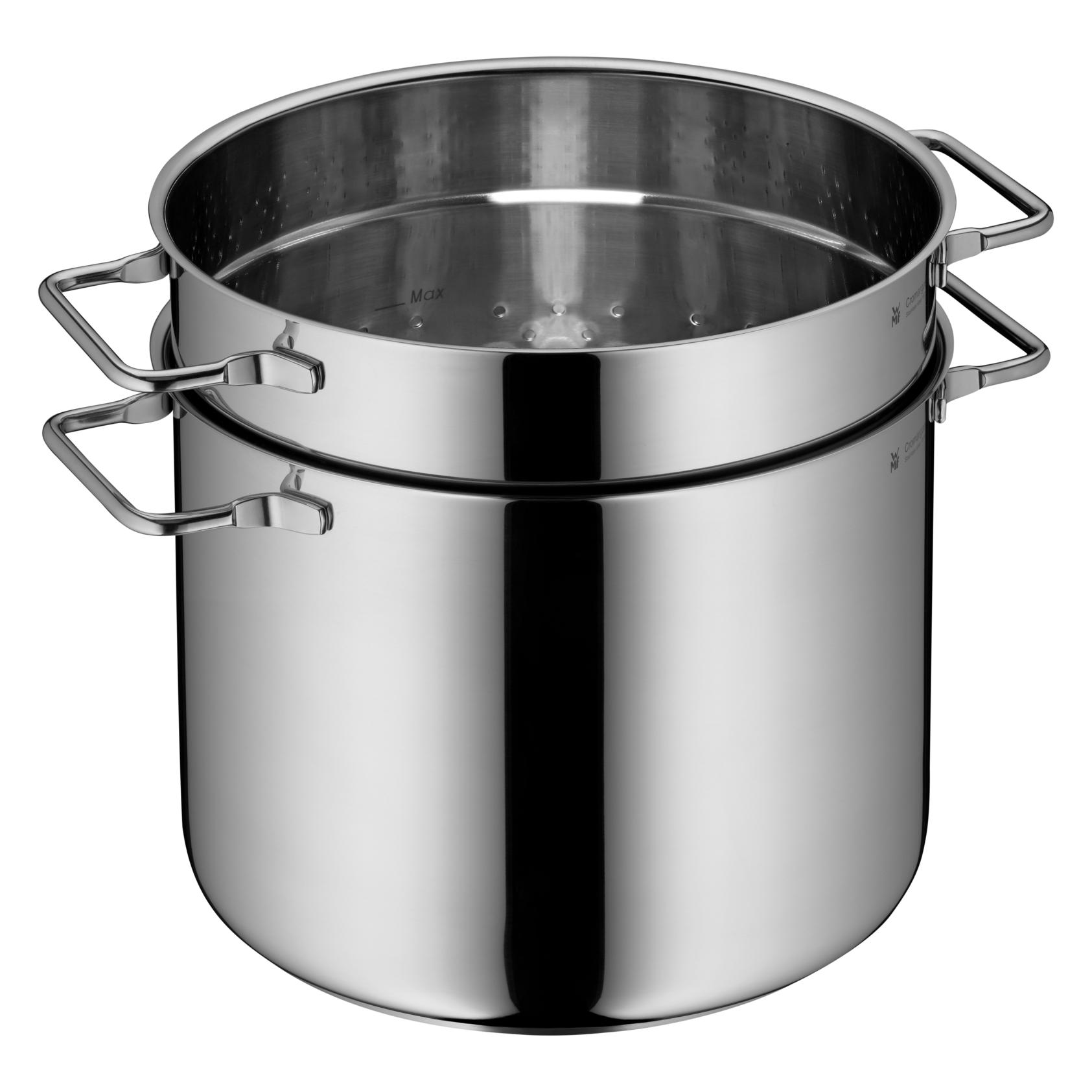 WMF Pasta-Kochtopf 24 cm lang, Edelstahl, Glasdeckel (Kochtopf, Edelstahl, 24 x 31 cm) (724919990)