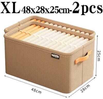 Uplift Treasures Thick Fabric Clothes Storage Organizer khaki Xl 2pcs