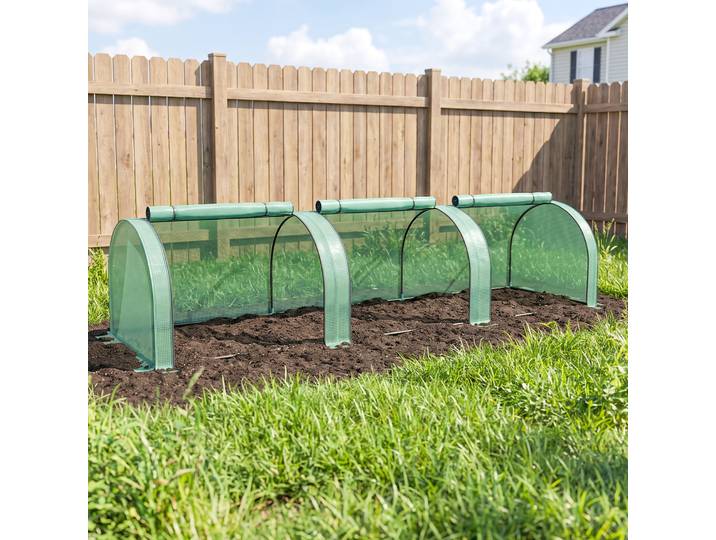 Outsunny Serre Tunnel 3x1x0.8m Acier Plastique Vert