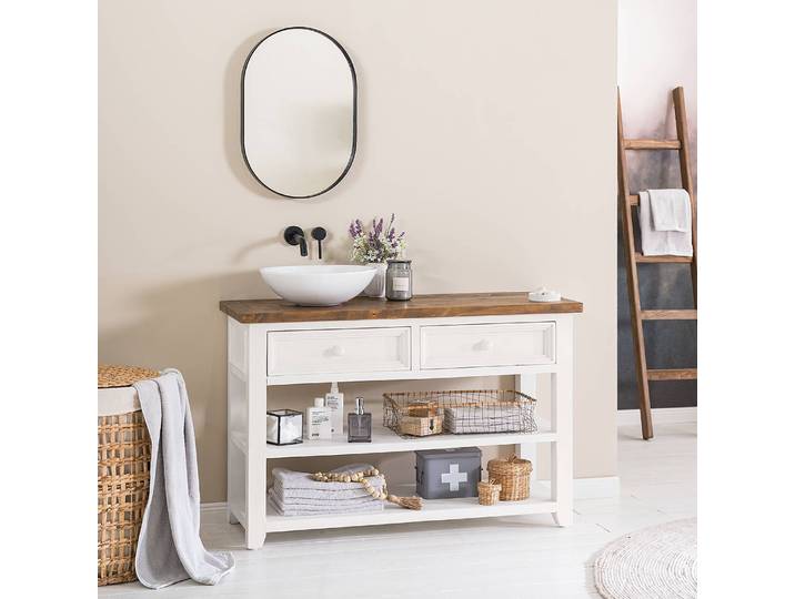 Meuble sous vasque 120 x 78 x 47cm Blanc/Blanc