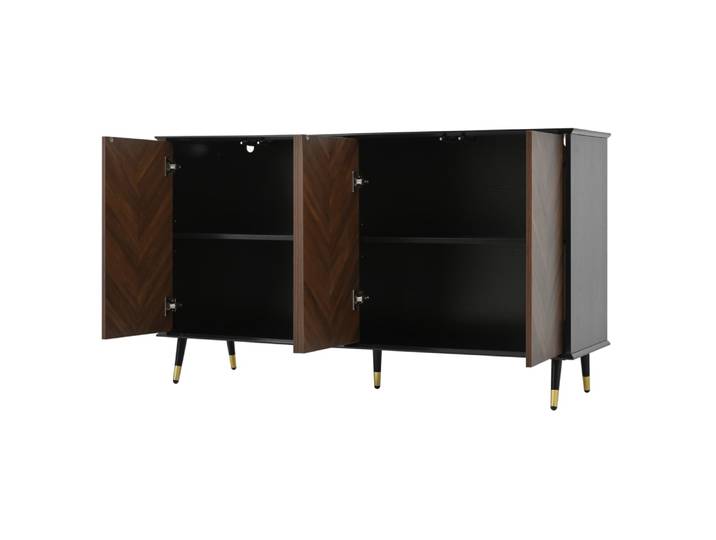 Buffet en mdf avec étagères réglables noir et marron 140x40x80 cm