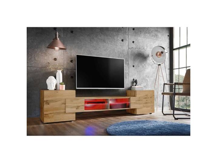 Meuble Banc TV Merano Komodee - LED RGB - Wotan & Wotan - Version 2 - L230cm x H53cm x P35cm