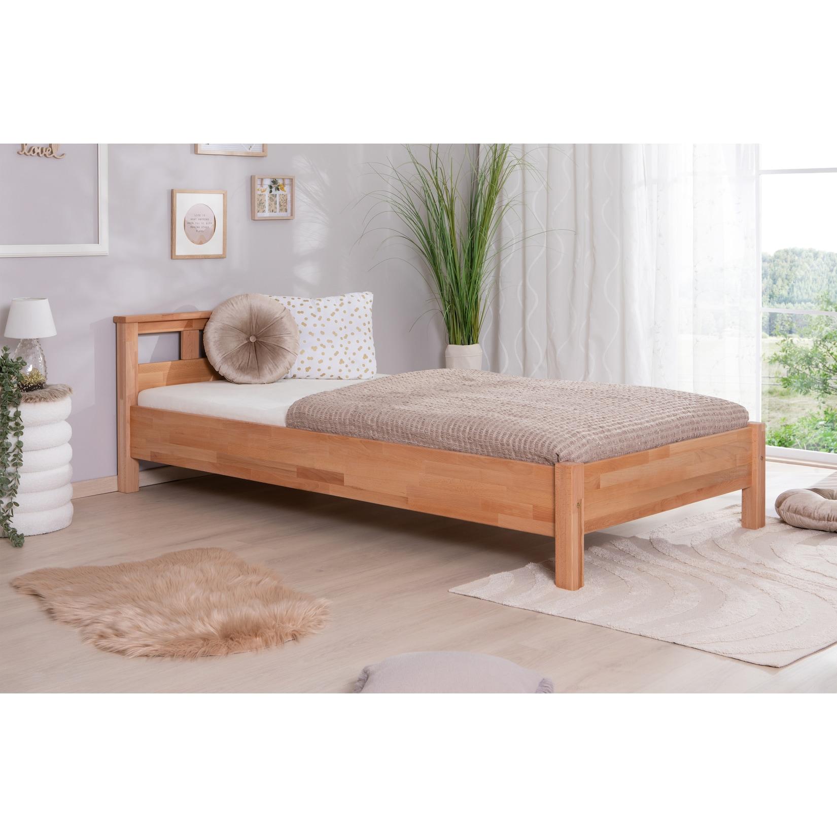 TiCAA Einzelbett und Doppelbett "Merci" Buche mit geölter Oberfläche