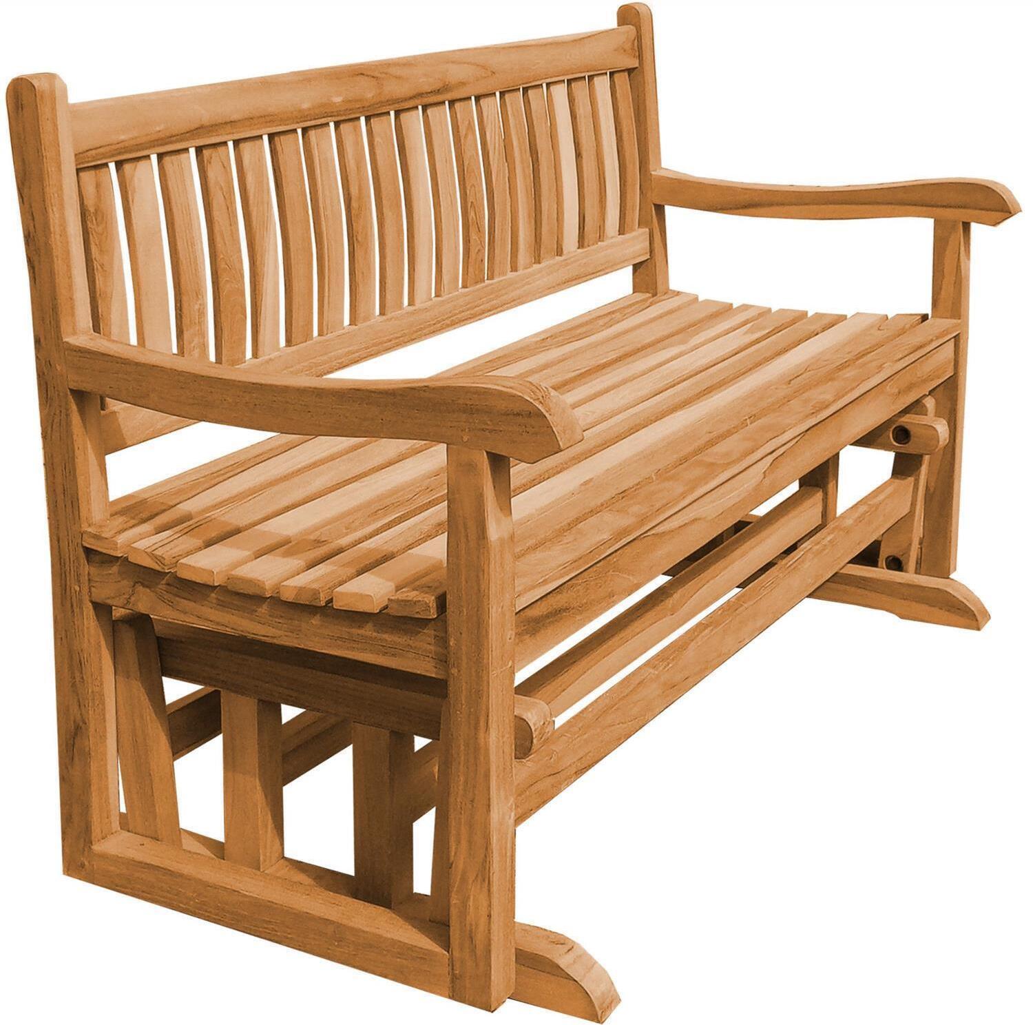 Teako Design Schaukelbank Roma Teak Massivholz 150cm mit Sitzkissen Blau