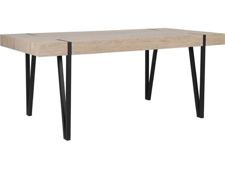 BELIANI Esstisch aus Holz Hellbraun / Schwarz 90 x 180 cm MDF Platte Furnier Rechteckig Industriell