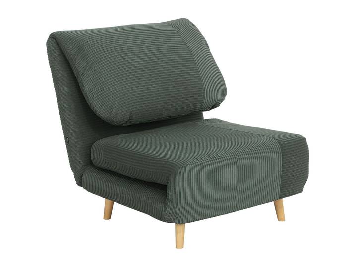 Homcom 2-In-1 Schlafsofa Schlafsessel Klappmatratze Gästebett Klappbett Grün, Holz, Echtholz,Kiefer, Füllung: Polyester,Polyester, 87x89x82 cm, Wohnzimmer, Sofas & Couches, Schlafsofas, Schlafsessel