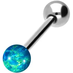 Chirurgenstahl Barbell SYNTHETISCHER OPAL + CHIRURGENSTAHL-KUGEL