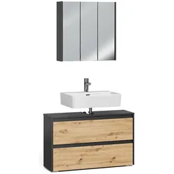 Vicco, Badmöbelset, Badmöbel-Set Majest, Anthrazit/Artisan-Eiche, 2-teilig