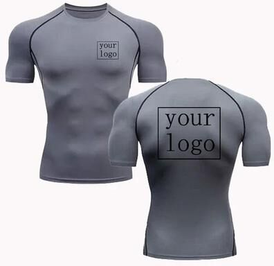 Uplift Picks Custom Logo Compression T Shirt Quick Dry Workout Gym Tee For Men And Women gray s