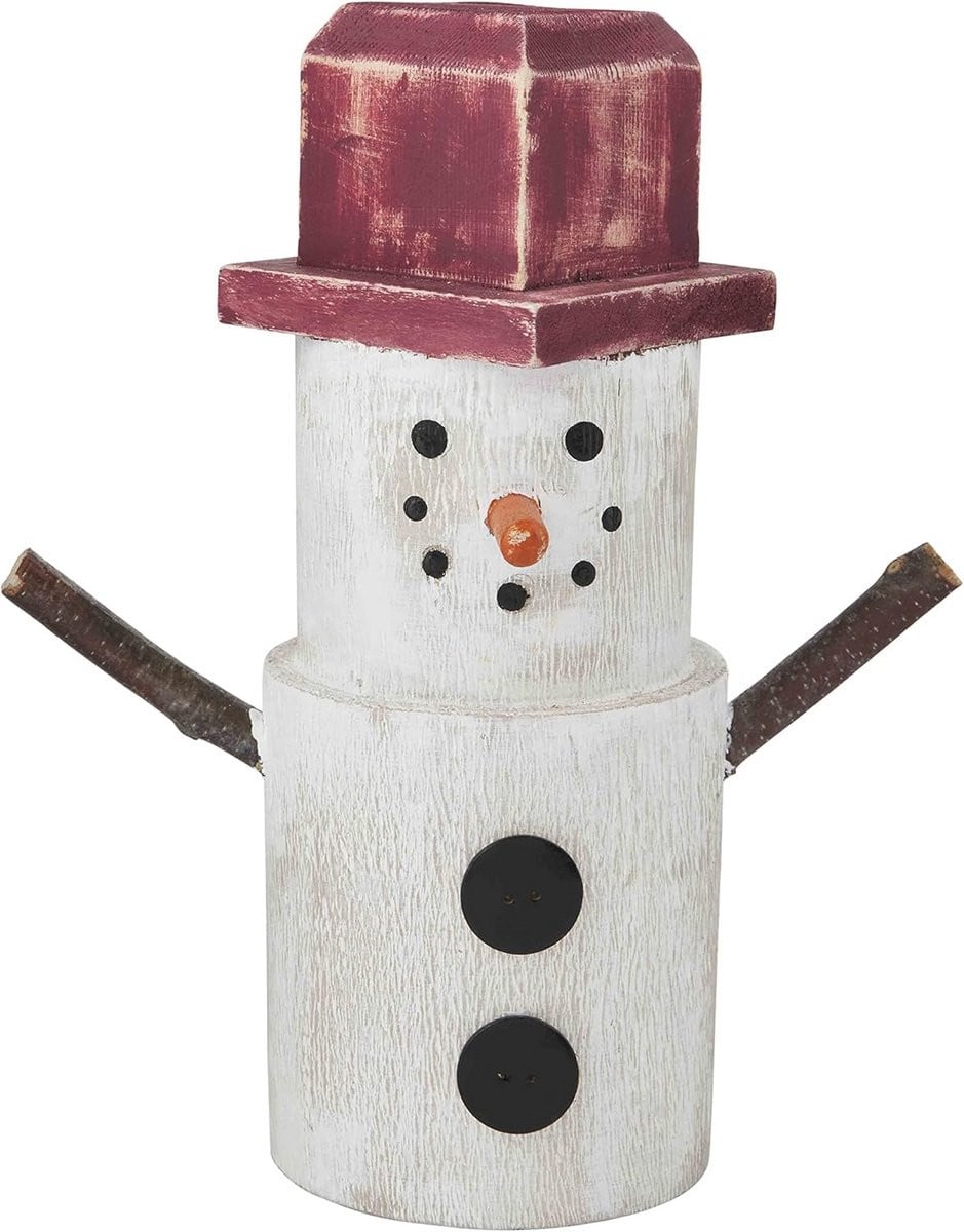 Houten Sneeuwpop Tafeldecoratie voor Winter en Kerst